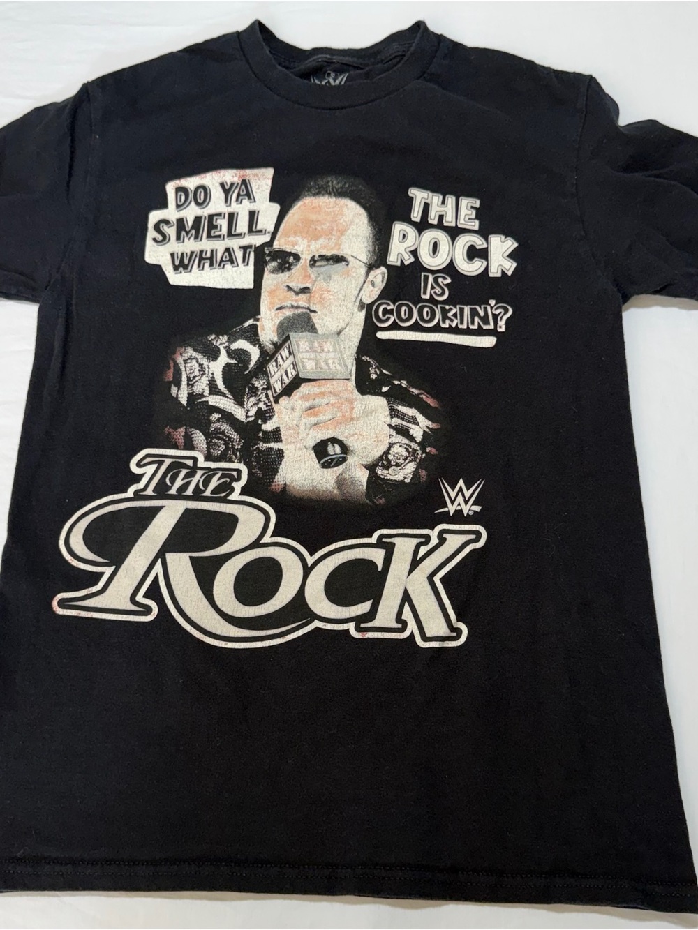 WWE Black Graphic Tee with White Rock Logo
